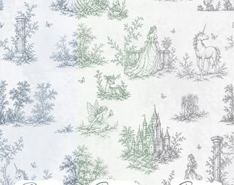Vintage French Toile Wallpaper in 3 Colors, Princess Fairy Unicorn Nursery, Cottagecore Girls Bedroom Decor