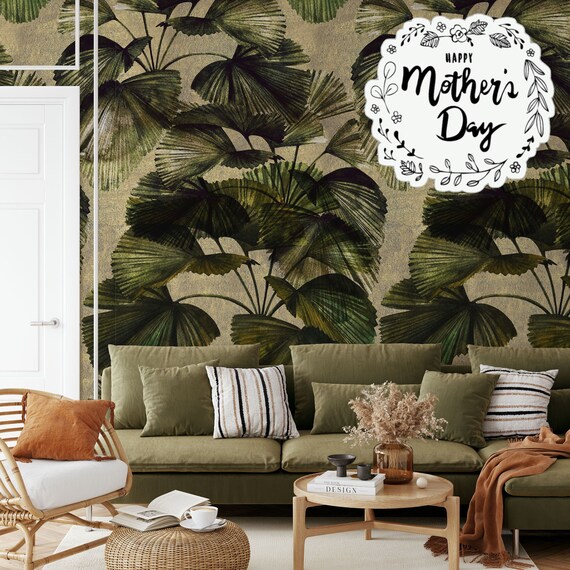 Bring the Tropics Indoors with Green Tropical Foliage Wallpaper