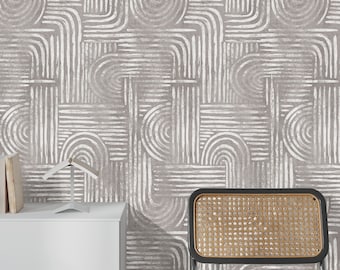 Modern Abstract Brown and White Wallpaper - Contemporary Elegance for Your Walls!