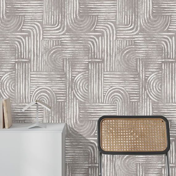 Modern Abstract Brown and White Wallpaper - Contemporary Elegance for Your Walls!