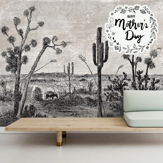 Extra Large Arizona Desert Cactus Wallpaper, Southwest Landscape Wall Mural, Desert Landscape Wall Mural