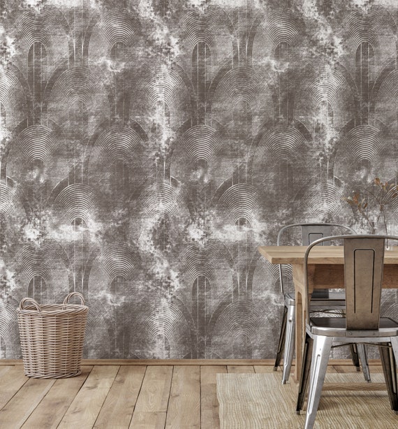 Boho Geometric Art Deco Wallpaper - Brown Tones with Distressed White Designs - Unique and Distinctive - WALLPAPERS4BEGINNERS