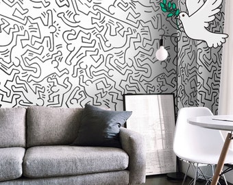 Papier peint artistique Pop Art noir et blanc, revêtement mural moderne pour décor minimaliste