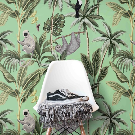 CUSTOM Tropical Forest Jungle Wallpaper for Nursery or Kids Room Decor