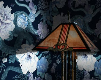 Dark Floral Snake Wallpaper, Secret Garden Botanical Wall Decor, Vintage Peony Blossom