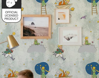 Official Little Prince Dreams Aspirations Wallpaper - Vintage Green Adventure Pattern for Kids Room Decor