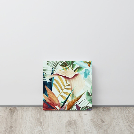 Palm Leaf Tropical Canvas useful gifts also for coffee bar decor, aesthetic framed home inspo
