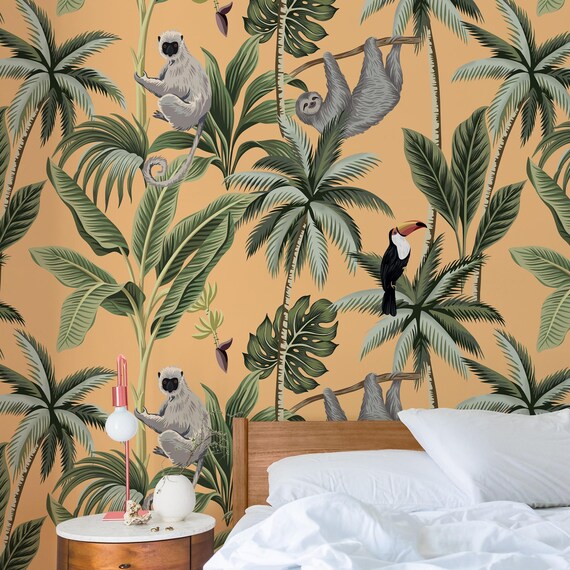 CUSTOM Tropical Forest Jungle Wallpaper for Nursery or Kids Room Decor