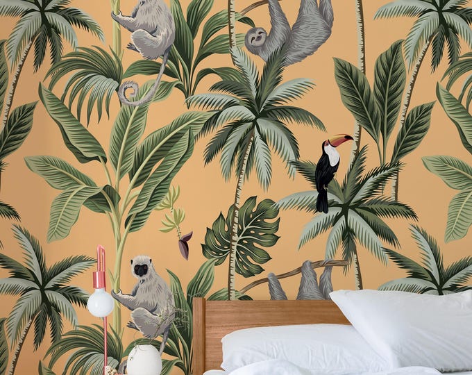 CUSTOM Tropical Forest Jungle Wallpaper for Nursery or Kids Room Decor
