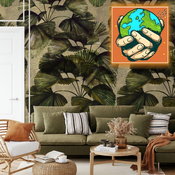 Bring the Tropics Indoors with Green Tropical Foliage Wallpaper