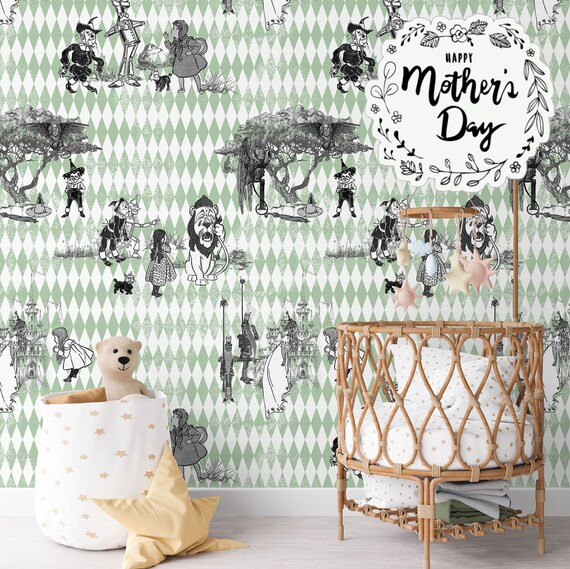 Wizard of Oz Wallpaper, Enchanting Wizard of Oz Wall Decor: Vibrant Characters & Magical Storybook Art for Children's Rooms