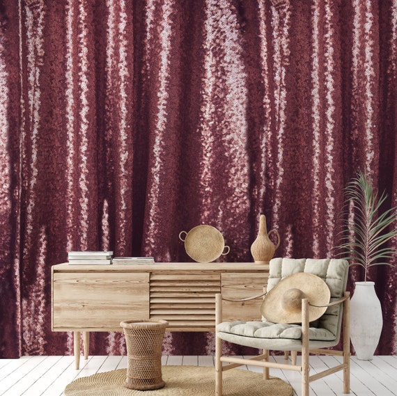 Pink Sequin Curtain Wallpaper - Glamorous Sparkle Wall Covering for Home & Events, Easy to Apply Shimmering Decor