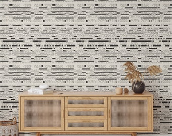 Pixel Art Wallpaper, Modern Abstract Artistic Wall Decor in Black and White