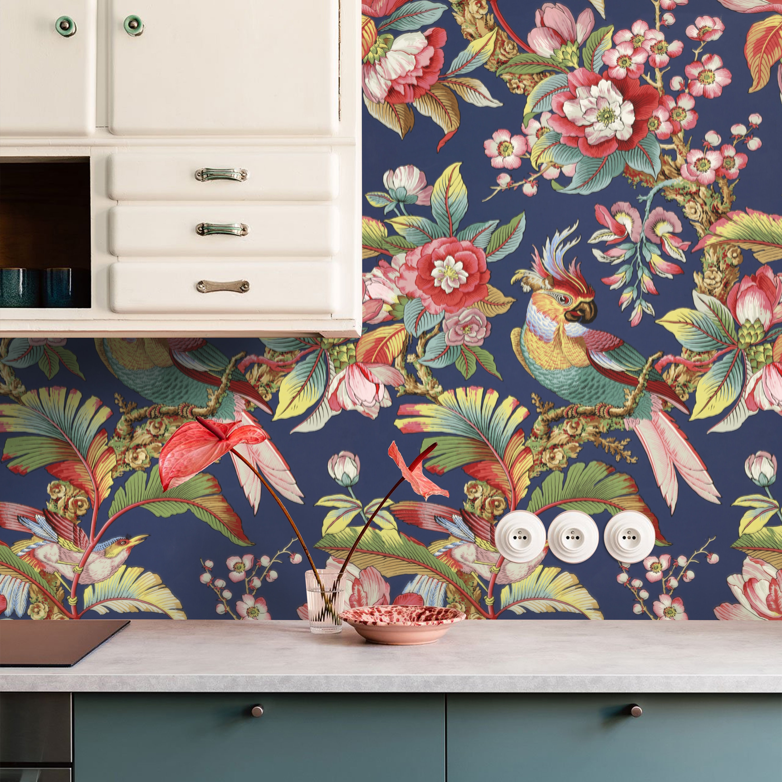 Vintage Asian Chinoiserie Wallpaper Japanese Floral Print for - Etsy Vintage Asian Chinoiserie Wallpaper Japanese Floral Print for - Etsy