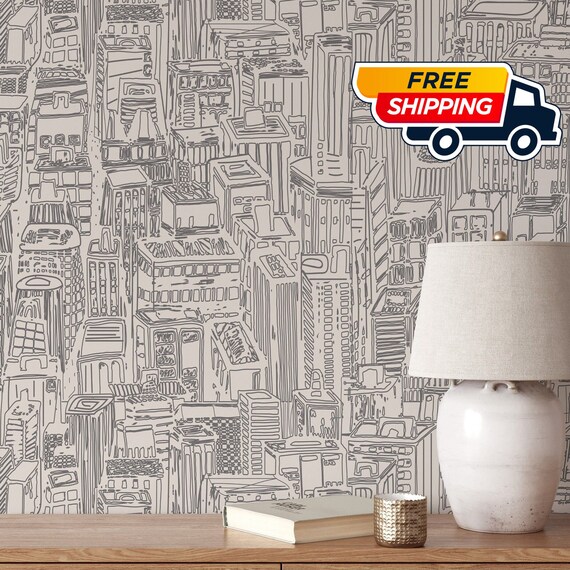 Create a Modern and Urban Look with Our Grey Skyscraper Wallpaper | Perfect for a Sleek and Sophisticated Décor