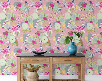 Retro 70s Preppy Wallpaper, Aesthetic Floral Flowers Wall Decor, Posh Wall Art