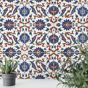 Carta da Parati Cucina con Maioliche, Piastrelle Marocchine, Mosaico bianco e blu