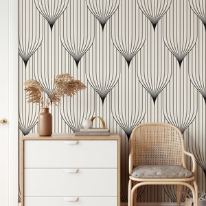 Vintage Geometric Art Deco Wallpaper, Art Deco Geometry Wallpaper - Black & White Symmetrical Design - WALLPAPERS4BEGINNERS