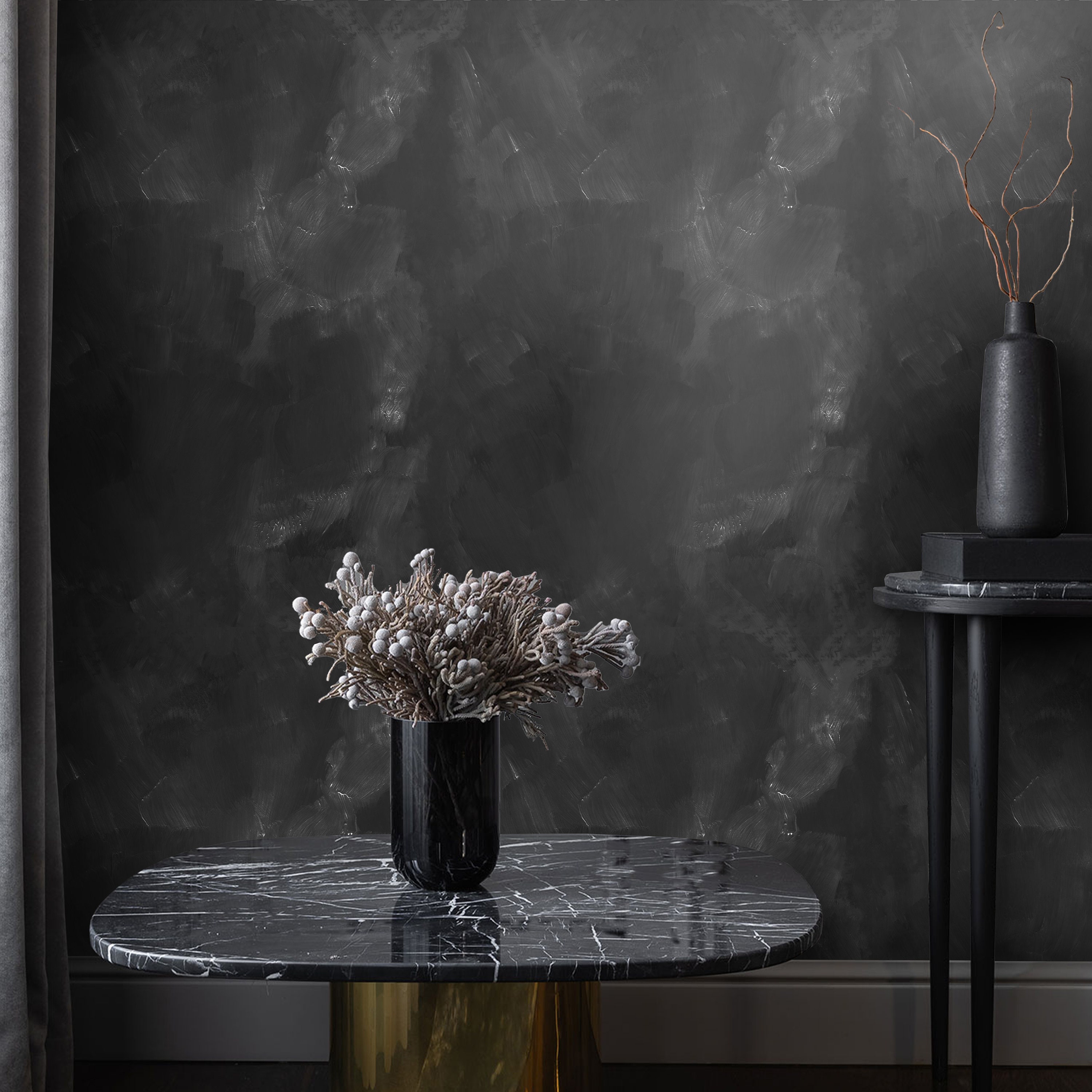 Black Concrete Venetian Plaster Wallpaper, Stone Effect Wall Decor for  Modern Decor -  Norway