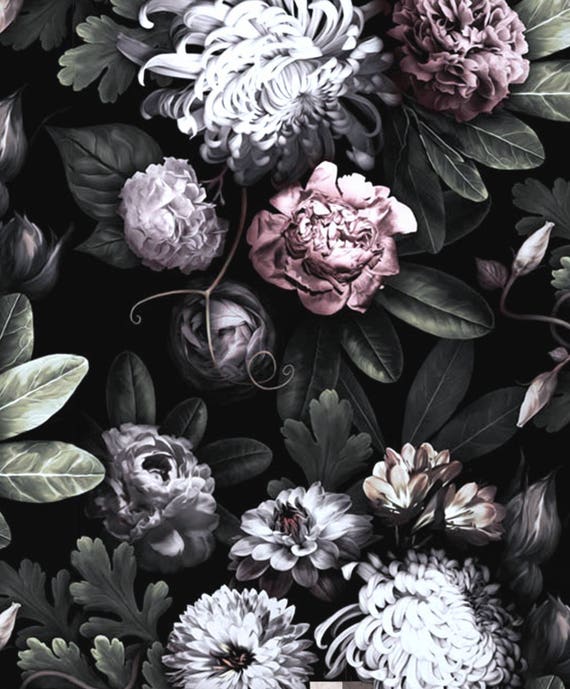 black wallpaper flower