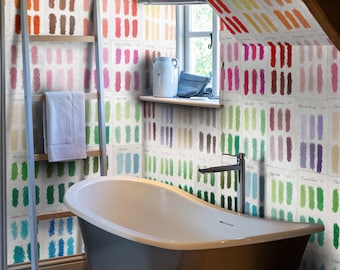 Hand-Painted Color Palette Wallpaper – Artistic Wall Decor, Vibrant Abstract Design for Living Room & Bedroom Accents