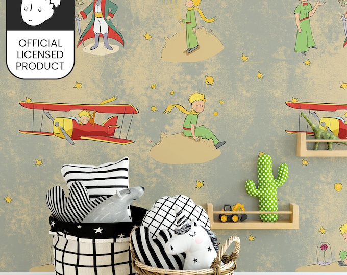 Official Little Prince Vintage Storybook Wallpaper - Classic Illustration Pattern for Kids Room & Library Decor