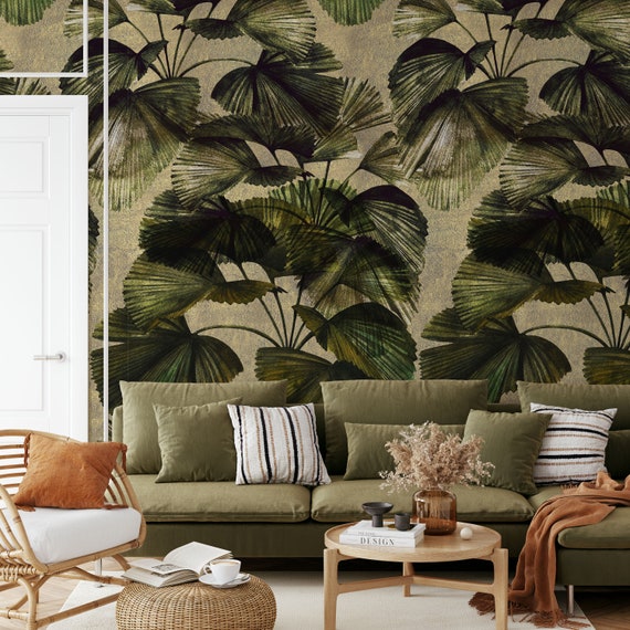 Bring the Tropics Indoors with Green Tropical Foliage Wallpaper