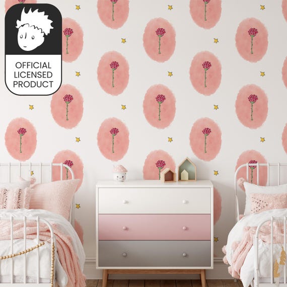 Official Little Prince Rose Wallpaper - Romantic Pink Pattern for Girls Nursery & Bedroom Decor