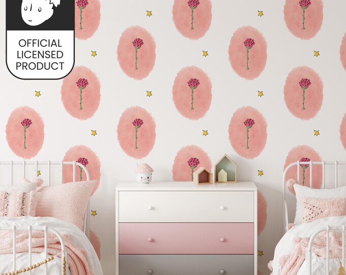 Official Little Prince Rose Wallpaper - Romantic Pink Pattern for Girls Nursery & Bedroom Decor