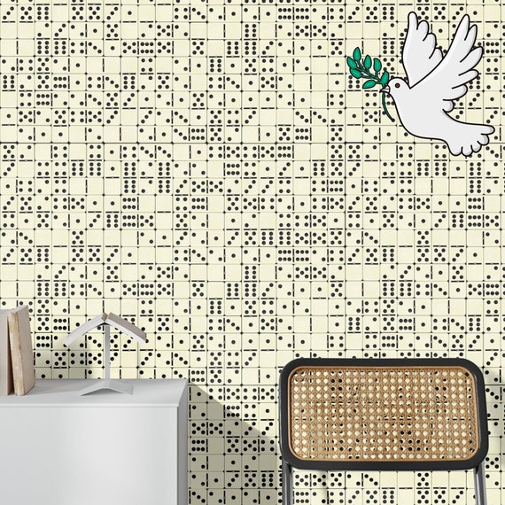 Playful Domino Tile Pattern Wallpaper - Retro-Inspired Wall Decor for a Fun and Modern Look, Polka Dots Wallpaper