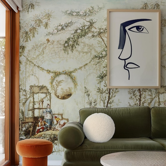 French Rococo Wallpaper | Vintage Chinoiserie Mural Decor | 18th Century Eco-Friendly & Removable Wallpaper for Elegant Walls