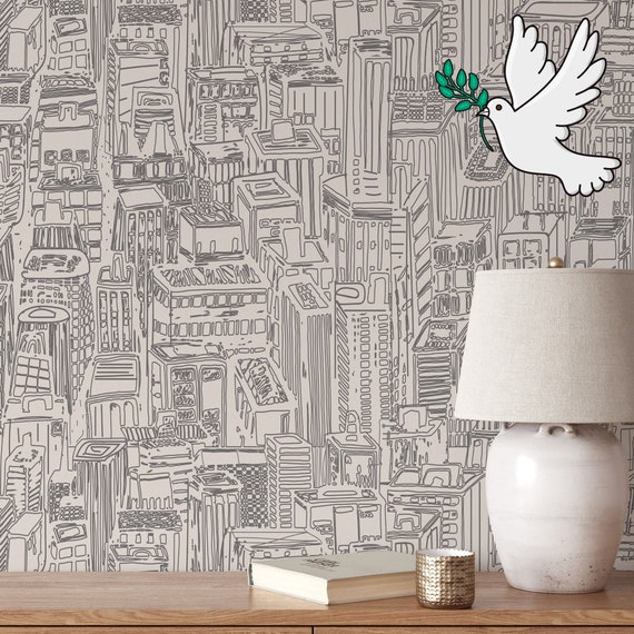 Create a Modern and Urban Look with Our Grey Skyscraper Wallpaper | Perfect for a Sleek and Sophisticated Décor