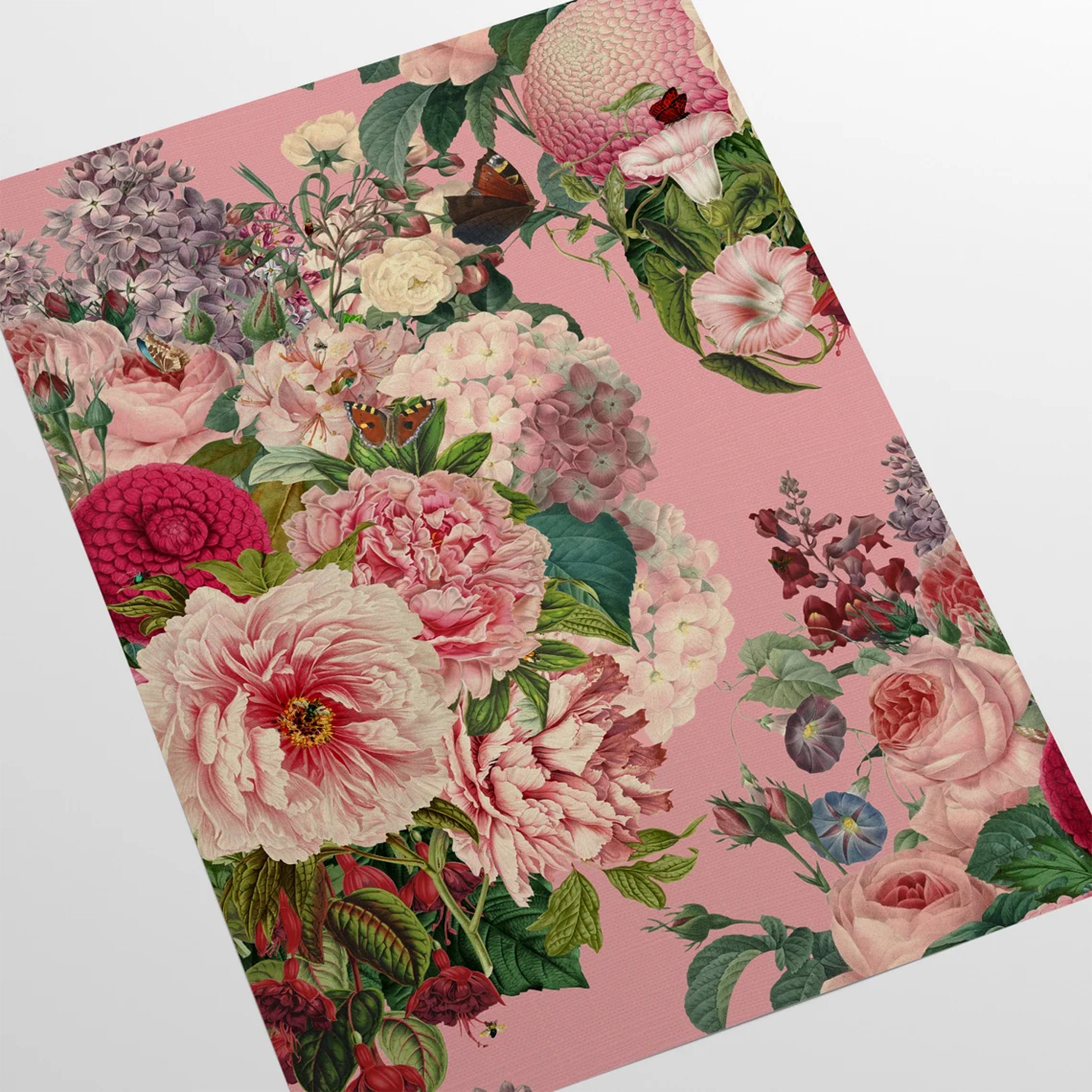 Pink Large Floral Romantic Wallpaper for Accent Wall in Baby Girl