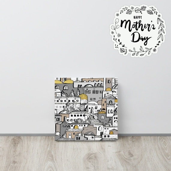 Cityscape Landscape Canvas useful gifts also for coffee bar decor, aesthetic framed home inspo