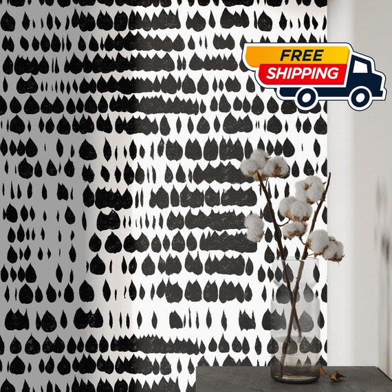 Polka Dots Removable Wallpaper, Scandinavian Decor Black Dalmatian Dotted Wall Art