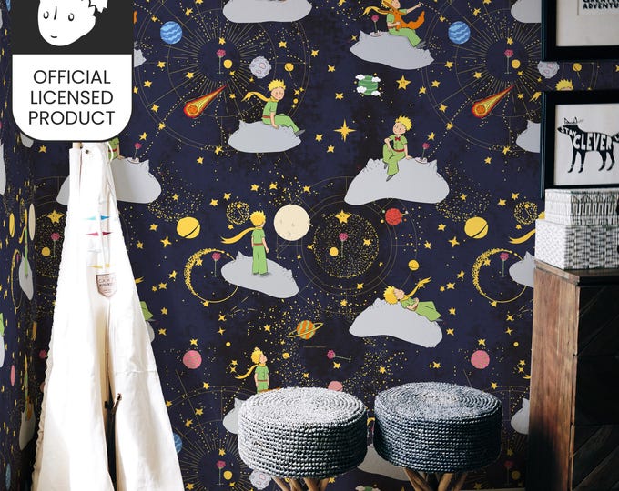 Official Little Prince Space Wallpaper - Galaxy Stars Planets Pattern for Kids Room & Nursery Decor