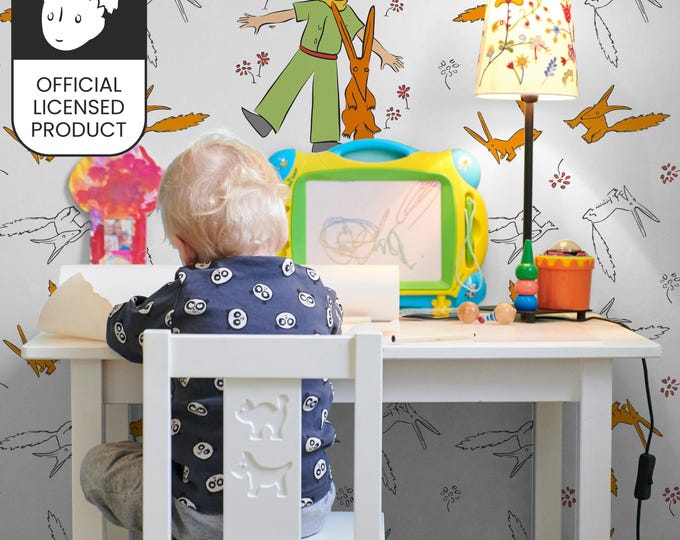 Official Little Prince Fox Play Wallpaper - Dynamic Orange Pattern for Kids Room & Playroom Decor
