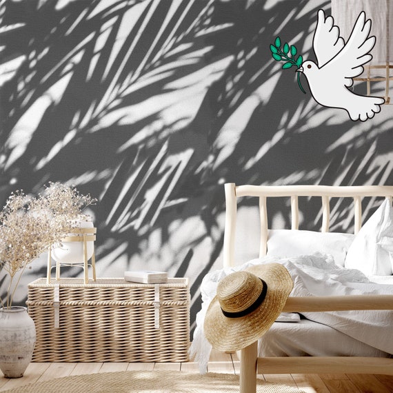 Tropical Plant Shadow Wallpaper - Bring the Serene Beauty of Nature to Your Walls