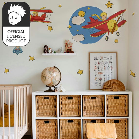 Little Prince Airplane Wall Stickers | Official Licensed Nursery Decals | Kids Room Decor | Eco-Friendly