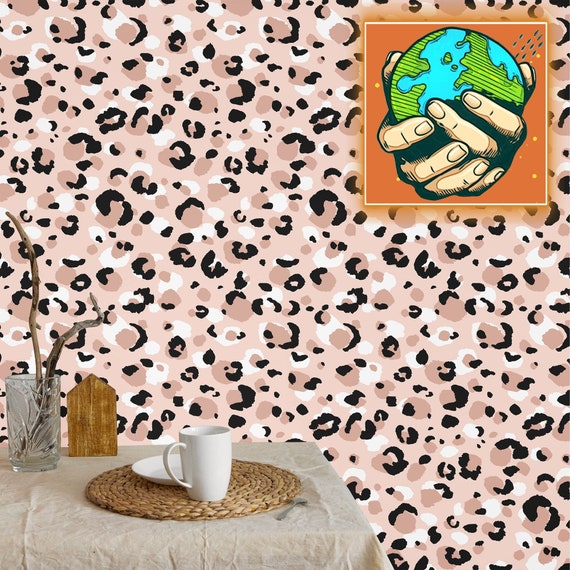 Leopard Print Removable Wallpaper, Soft Pink Leopard Spots, Textured Wall Art