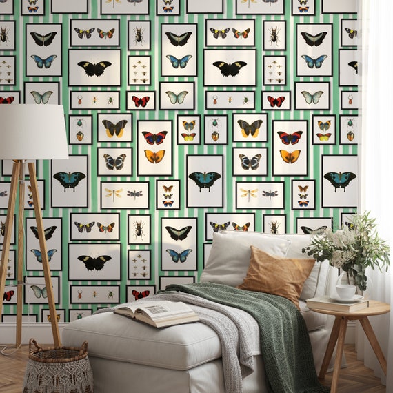 Watercolor Butterfly Frame Wallpaper, Cottagecore Room Decor, Butterflies Taxidermy Framed Wall Art