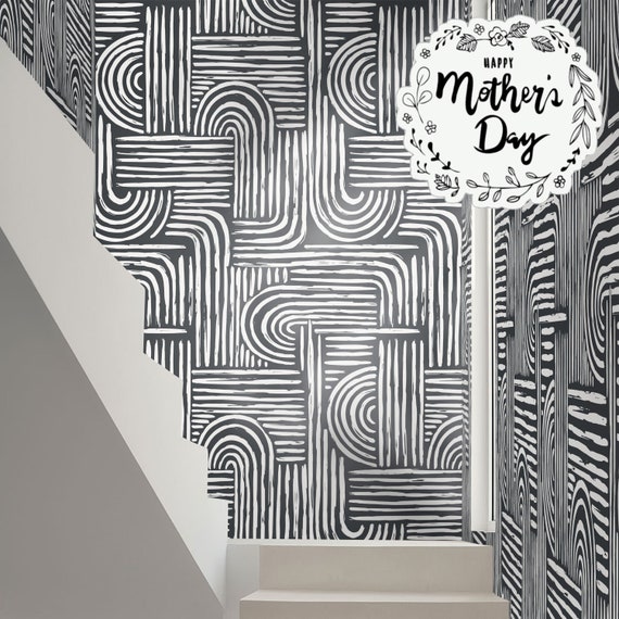 Modern Style Wallpaper with Bold Stripes, Add a Touch of Abstract Sophistication to Your Walls with this Stunning Black and White Wallpaper