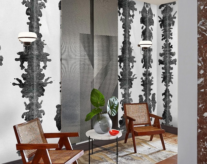 Rorschach Inkblot Wallpaper, Abstract & Thought-Provoking, WALLPAPERS4BEGINNERS, Extra Large Wall Art Black and White Abstract Wall Decor