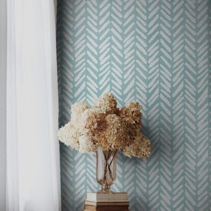 Hellblaue Fischgrät Pastell Tapete, Minimalistische Chevron Wanddekoration, Hellblaue Einfache Moderne Tapeten