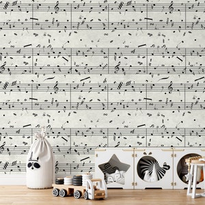 Carta da parati Note musicali in bianco e nero