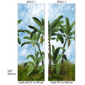 Vintage Jungle Wallpaper, Tropical Landscape Wallpaper, Large Wall Art