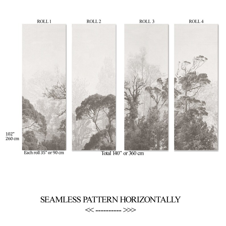 Extra Forest Extra Large Vintage Forest Wallpaper, Landscape in Classic Old Style ...