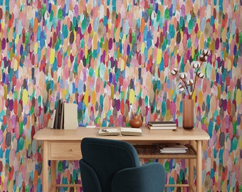 Watercolor Brush Strokes Wallpaper - Multicolored Abstract Painting Art for Wall Decor, Vibrant Home Accent, Modern Artistic Background