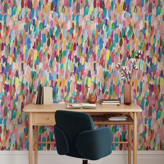 Watercolor Brush Strokes Wallpaper - Multicolored Abstract Painting Art for Wall Decor, Vibrant Home Accent, Modern Artistic Background