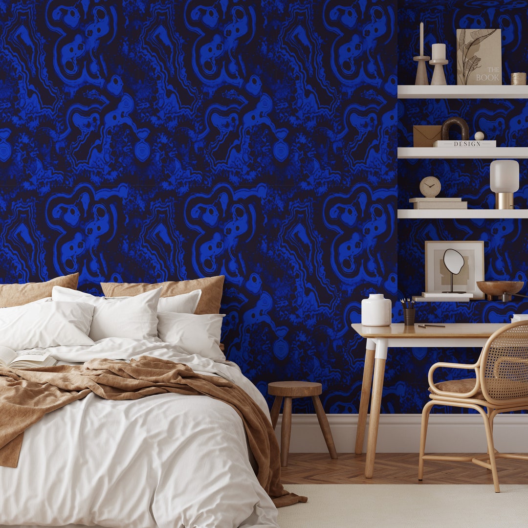 Blue Marble Agate Wallpaper, Aesthetic House Decor for Accent Wall ...